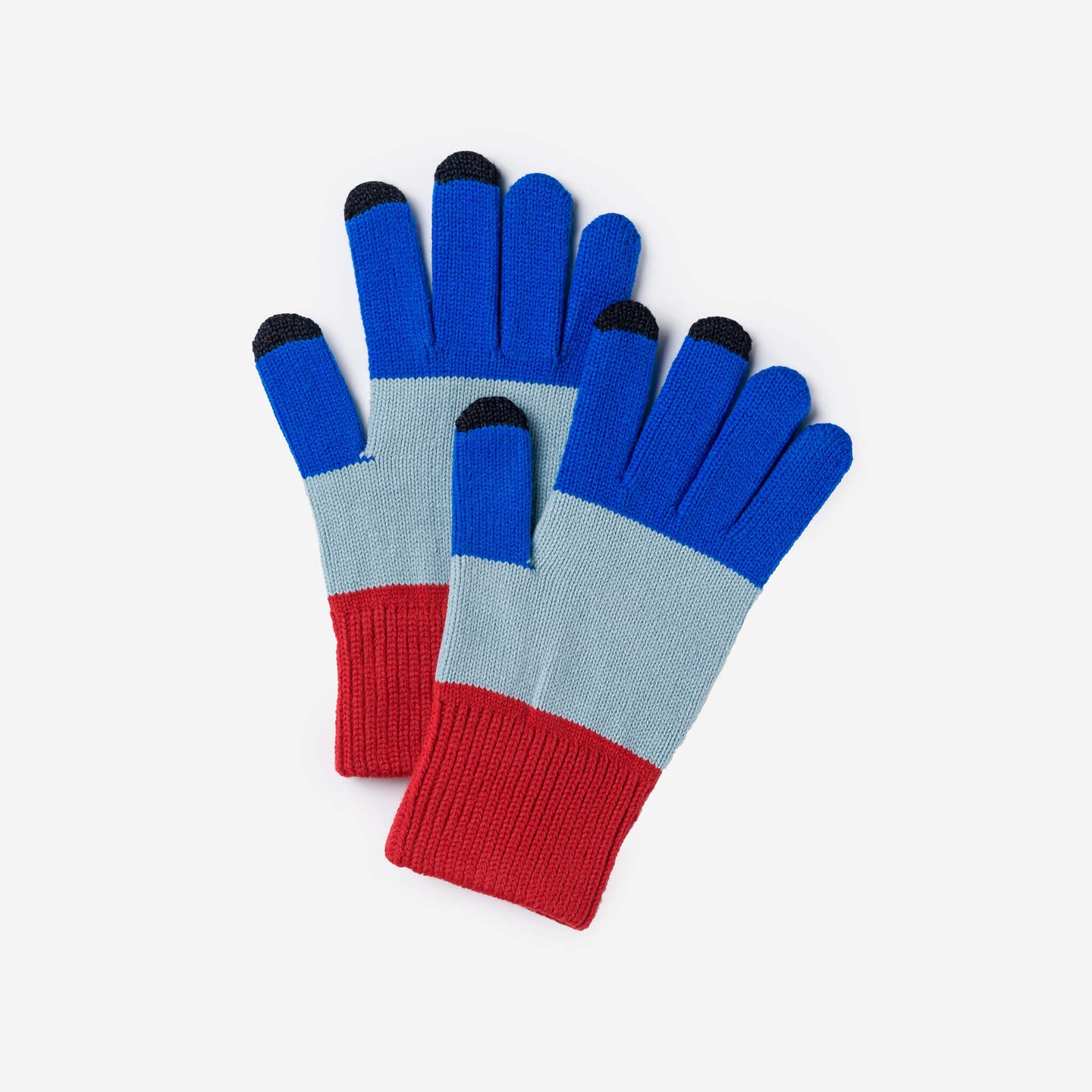 Trio Colorblock Mens Unisex Knit Touchscreen Gloves