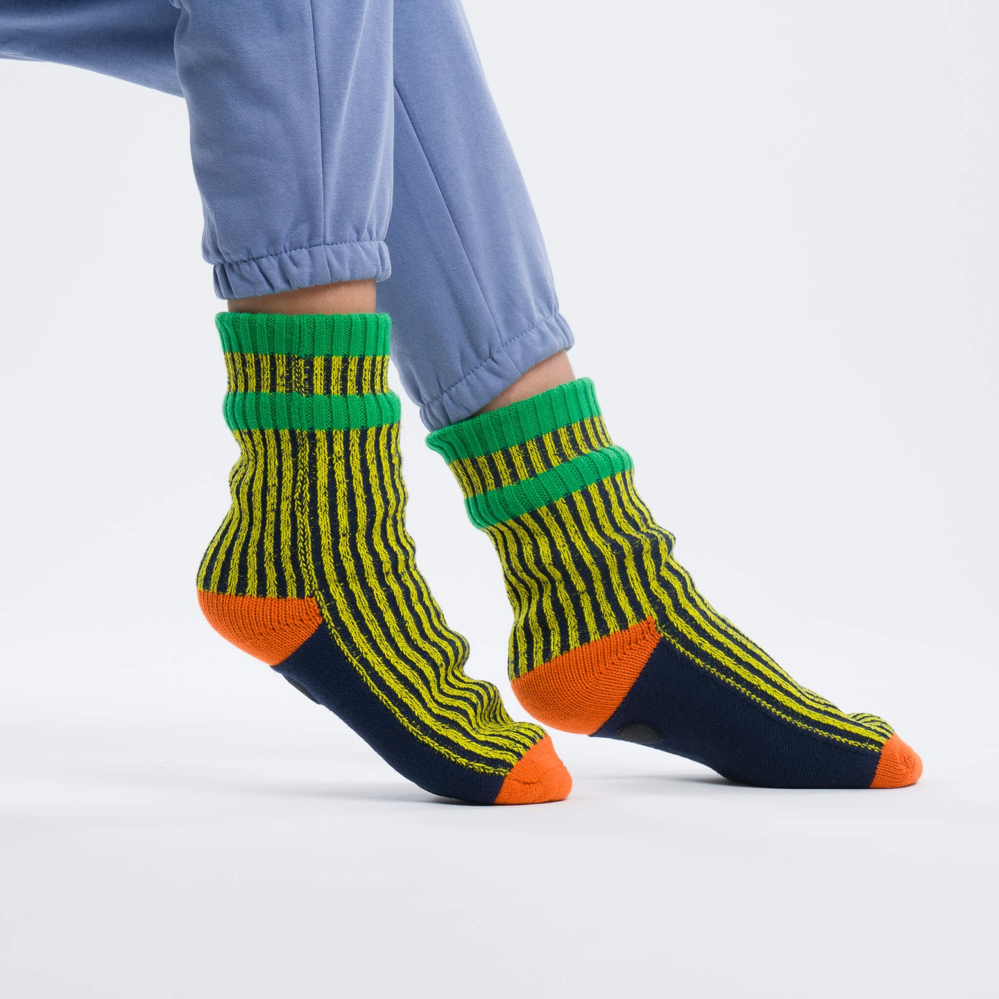 Yellow Navy | Gym Fleece Socks Rib Cozy House Knit Socks Thick Warm Relaxing