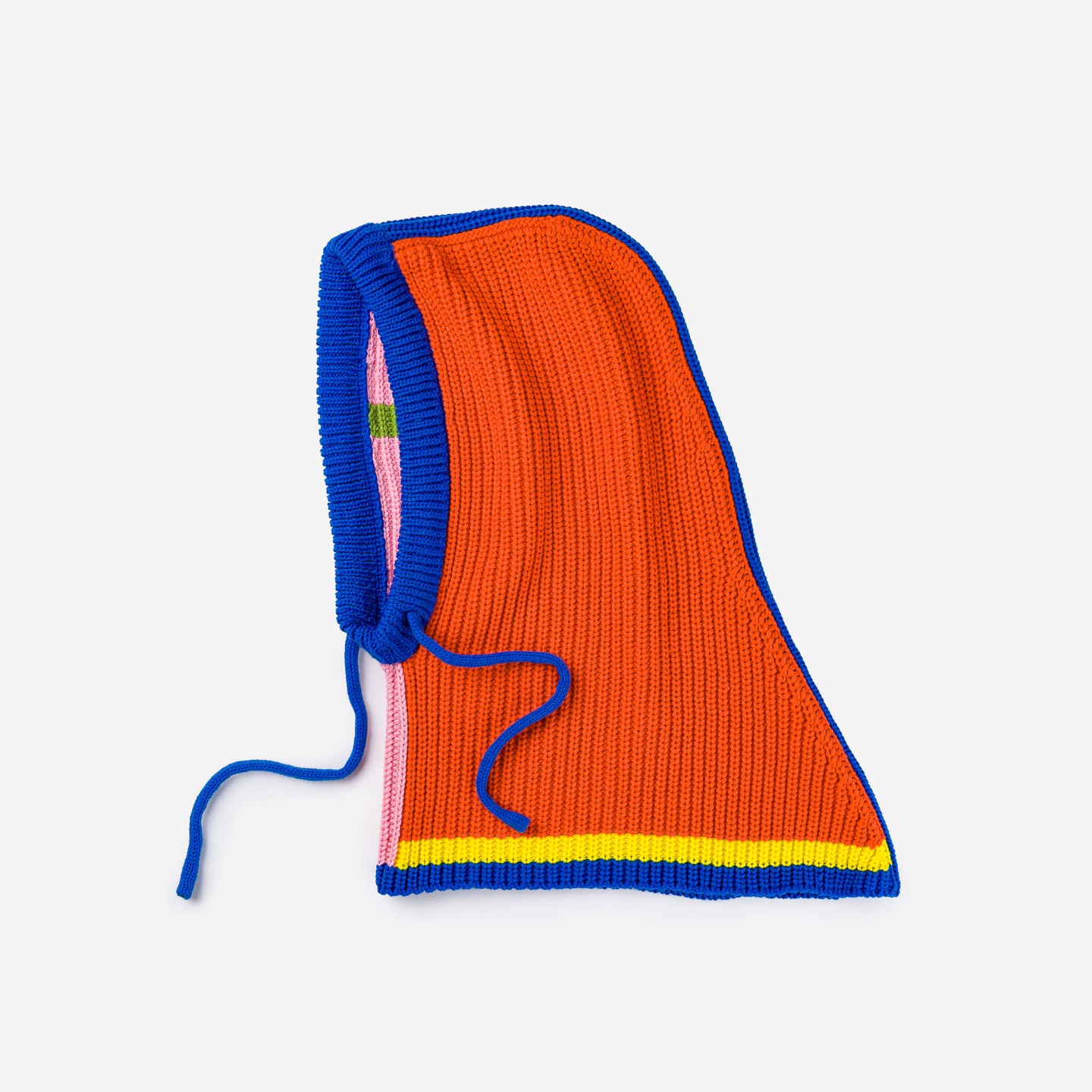 Drawstring Knit Outline Hood Colorblock Colorful Cozy Balaclava Hood