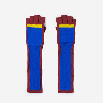 Peach Cobalt | Outline Knit Fingerless Gloves Sporty Colorful Unique
