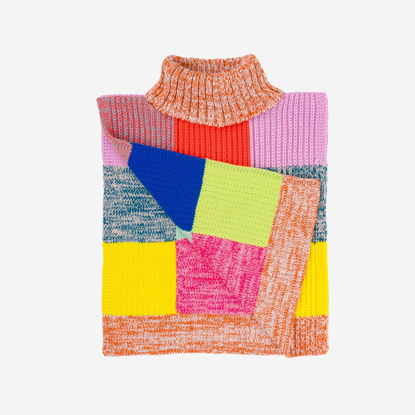 Patchwork Dickie Knit Colorful Vest Sweater Knit Vest Turtleneck