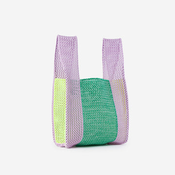 Kelly Lilac | Raffia Crochet T-Shirt Knit Bag Lightweight Beach Bag