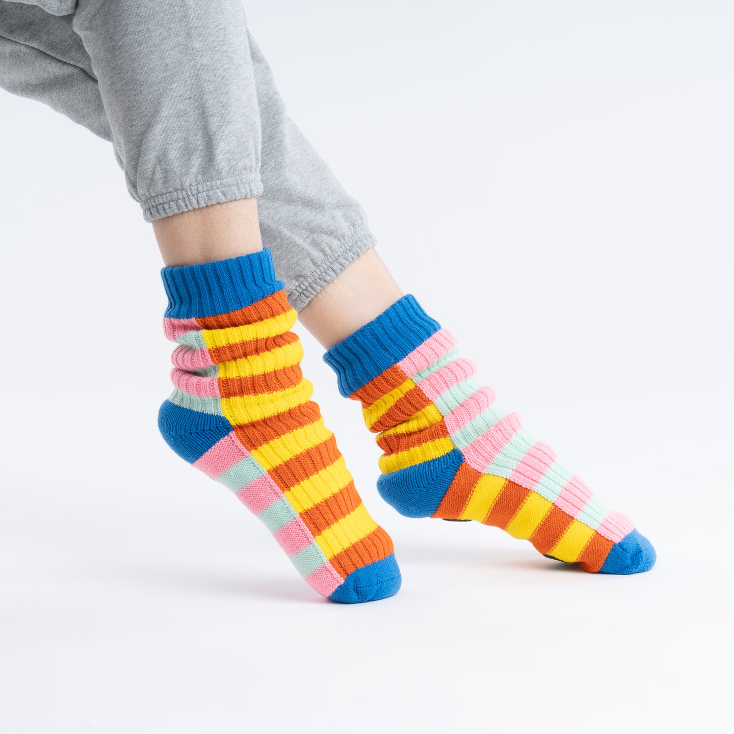 Super Stripe House Socks Warm Indoor Knit Fleece Socks Warm Cold Feet Cozy Yellow