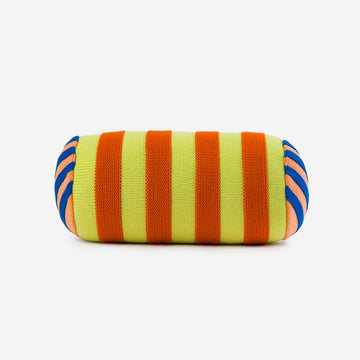 Peach Cobalt | Super Stripe Knit Textured Stripes Bolster Pillow Accent