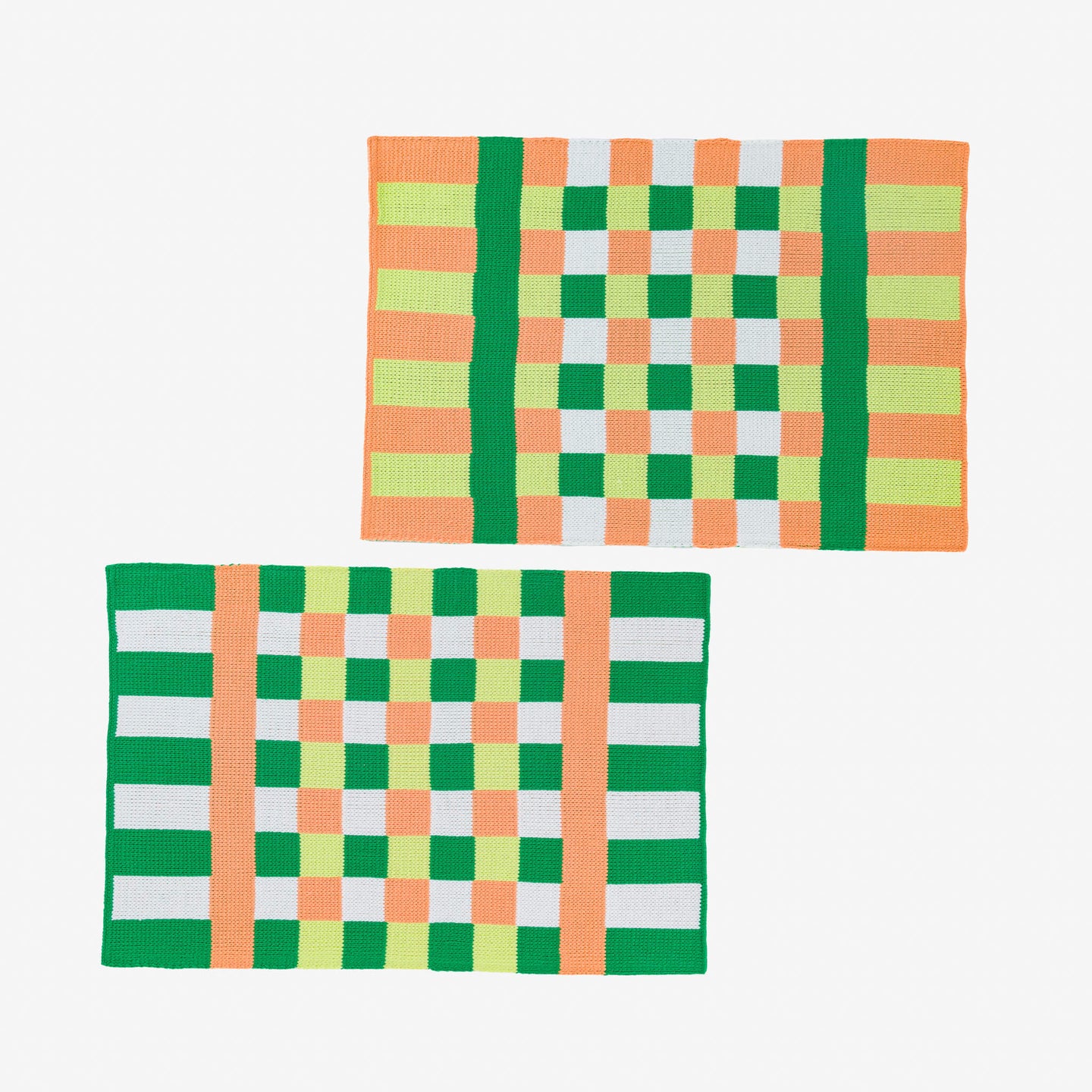 Square Square Placemat Playful Colorful Knit Mismatch Unique Set
