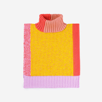 Yellow Pink | Knit Dickie Static Swatch Marled Tabard Turtleneck