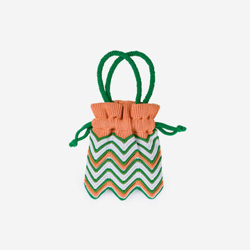Kelly Peach | Chevron Knit Mini Tote Drawstring 