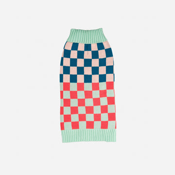 Melon Jade | Checkerboard Dog Sweater