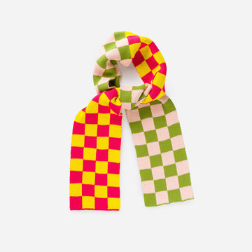 Blush Green | Checkerboard Knit Mini Scarf Cozy