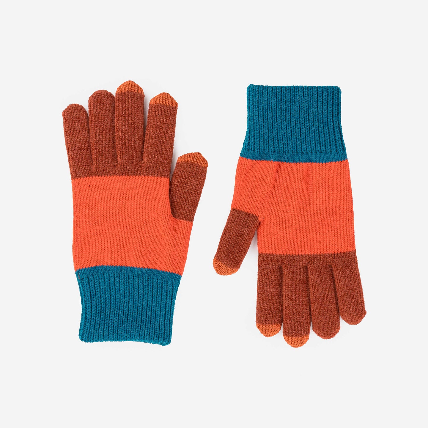 Trio Colorblock Knit Winter Gloves Unisex Mens