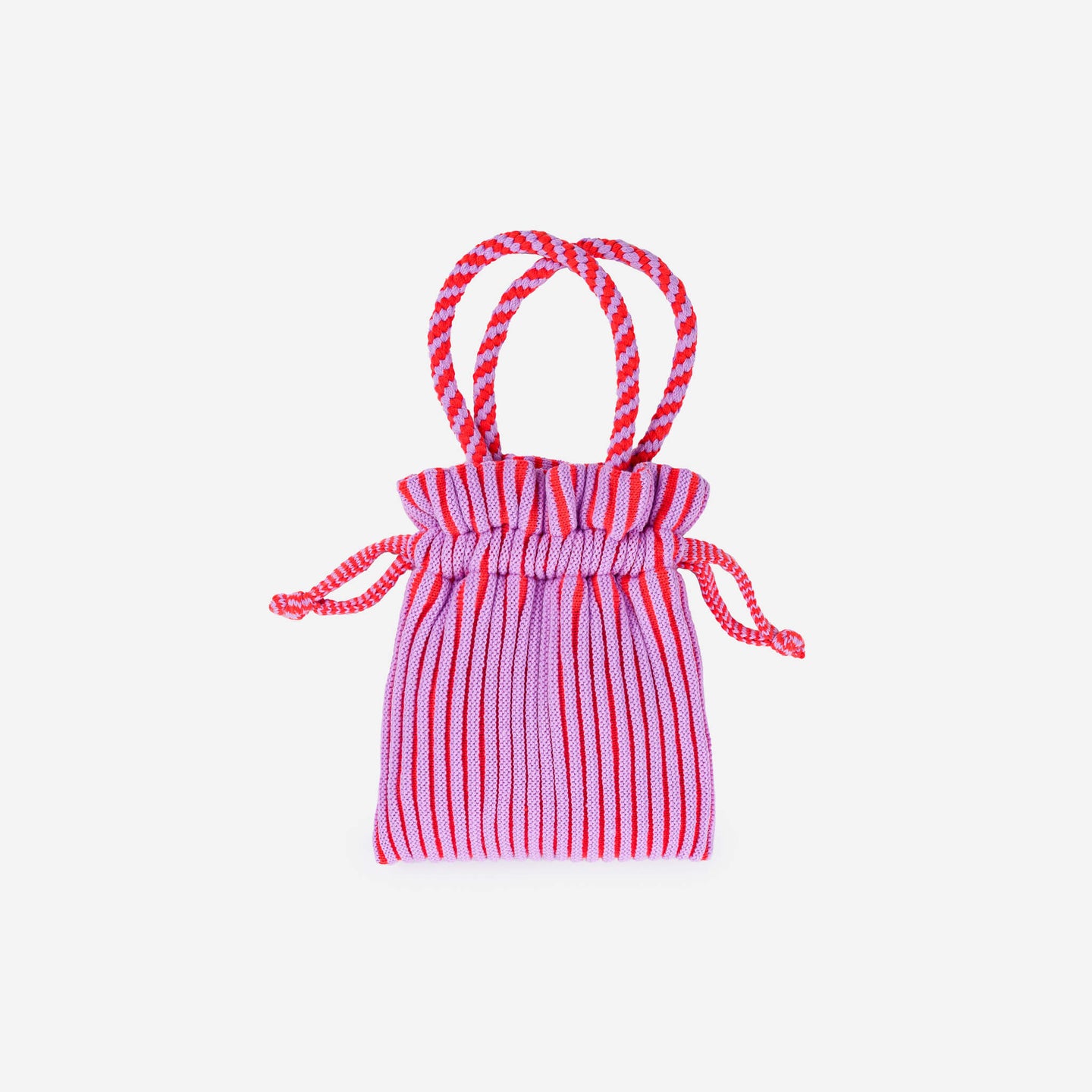 Candy Stripe Mini Tote Drawstring Knit Rib Bag