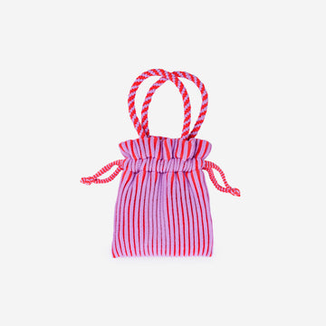 Poppy Lilac | Candy Stripe Mini Tote Drawstring Knit Rib Bag