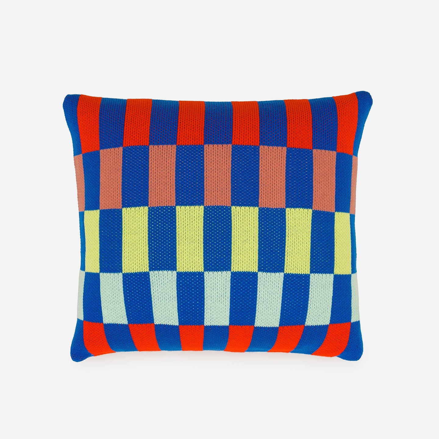 knitted checkerboard pillow cover