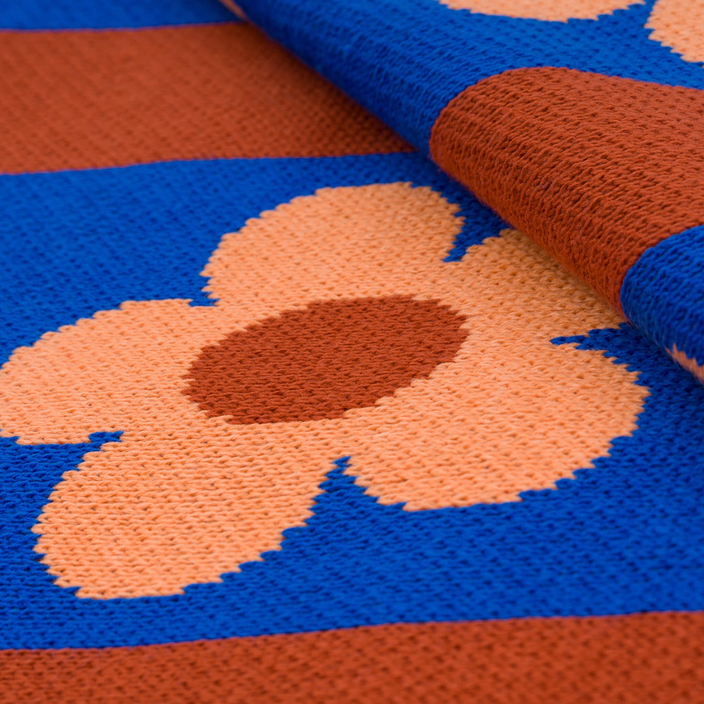 Flower Stripe Throw Knit Blanket Daisy detail