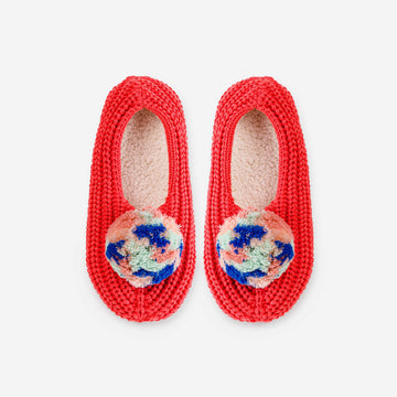 Melon | Marble Pommed Rib Knit Indoor Slippers