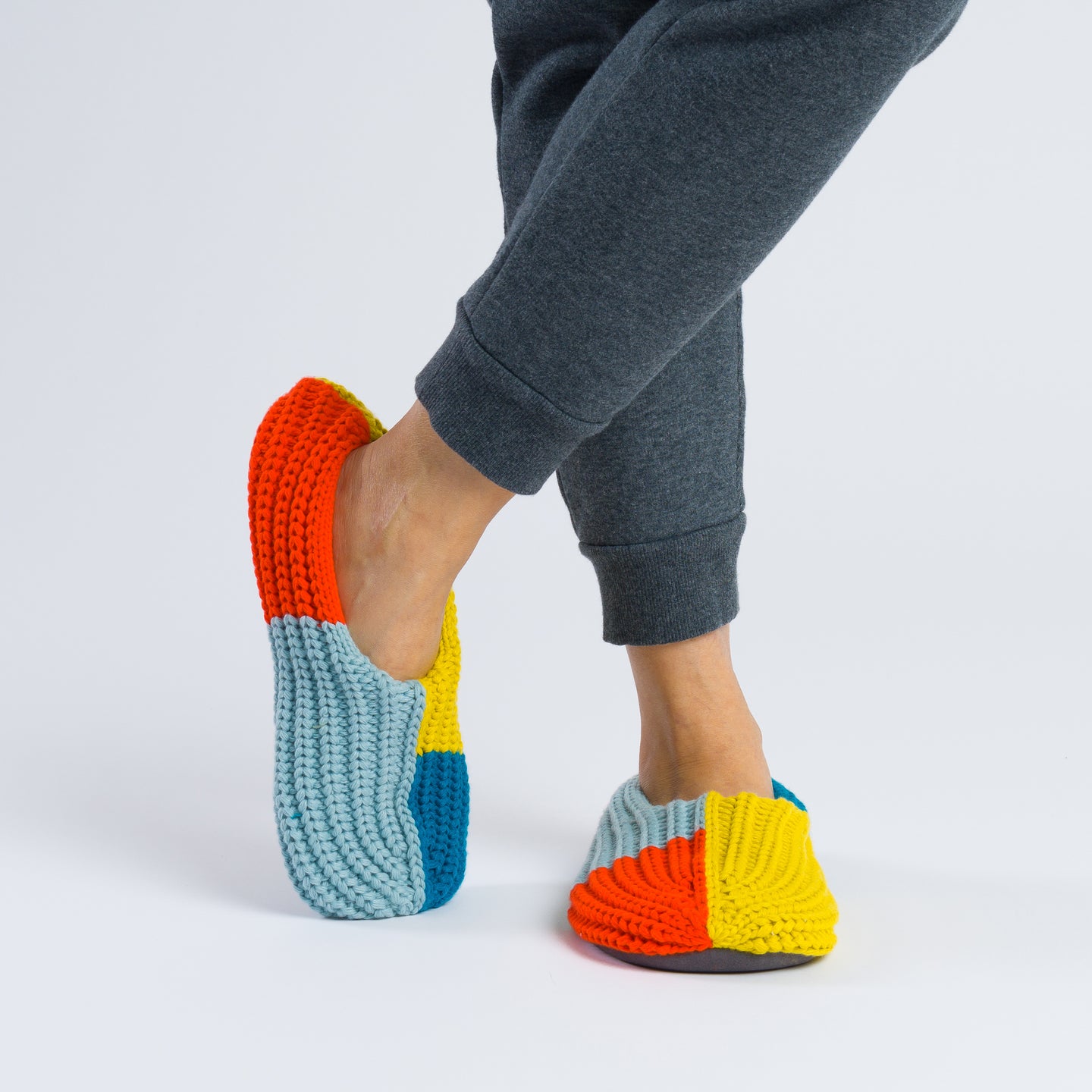 Quattro Rib Slippers Knit Colorblock Cozy Colorful