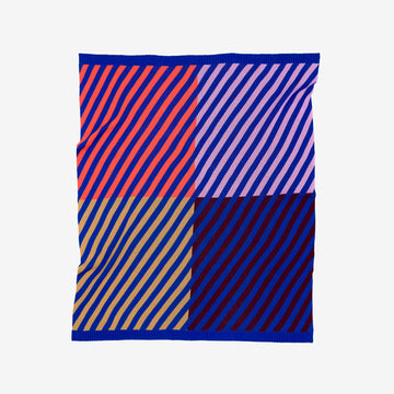 Cobalt | Quattro Stripe Colorful Knit Throw Blanket Verloop