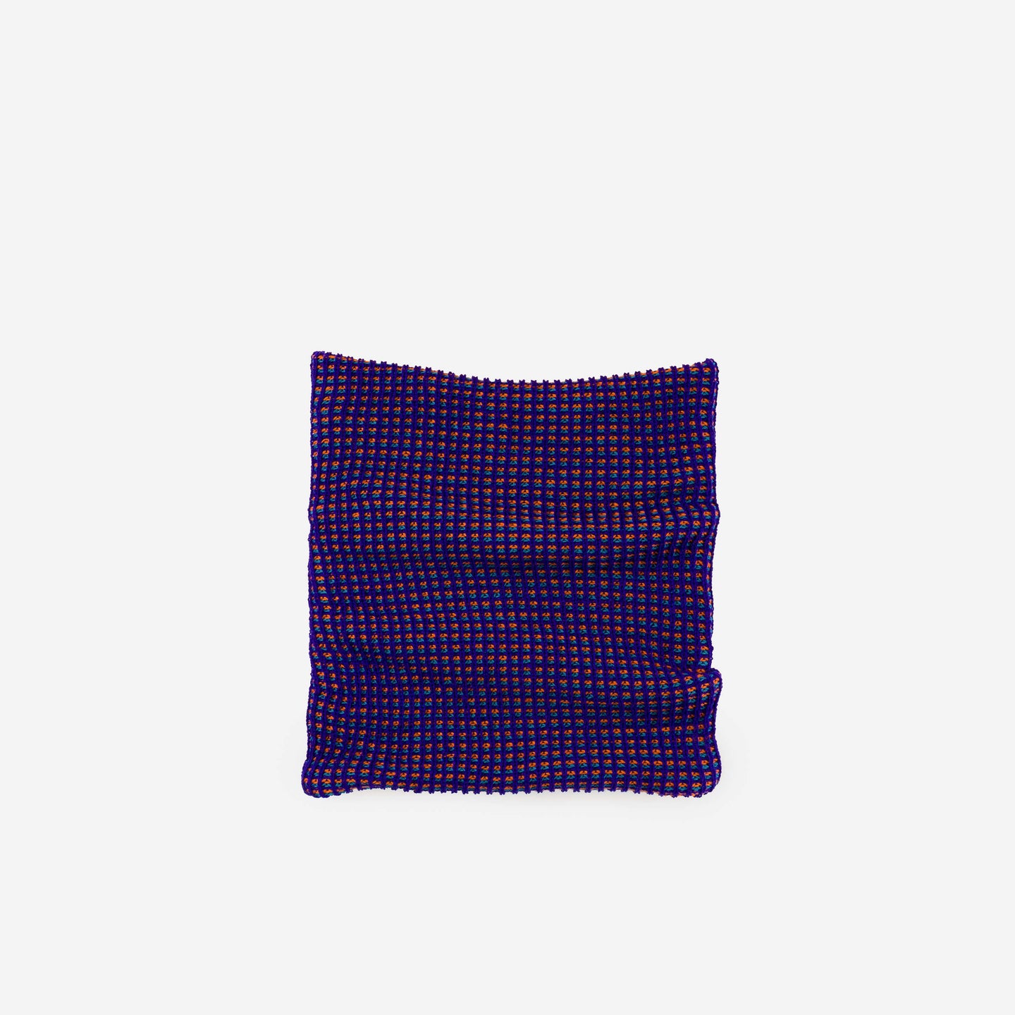 Grid Knitted Snood Knit Neckwarmer Stretch Turtleneck Blue Indigo