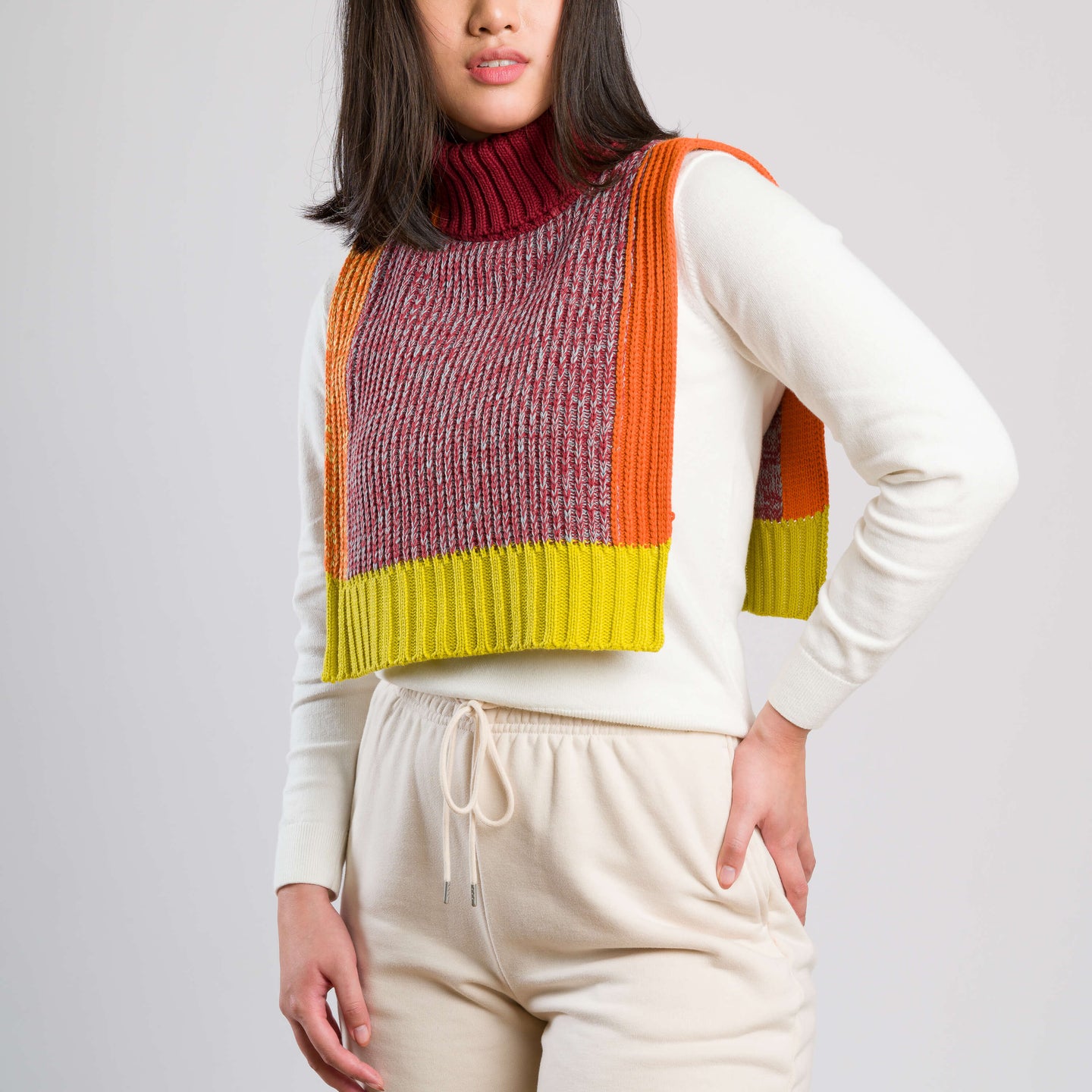 Knit Dickie Static Swatch Marled Tabard Turtleneck On Model How to wear