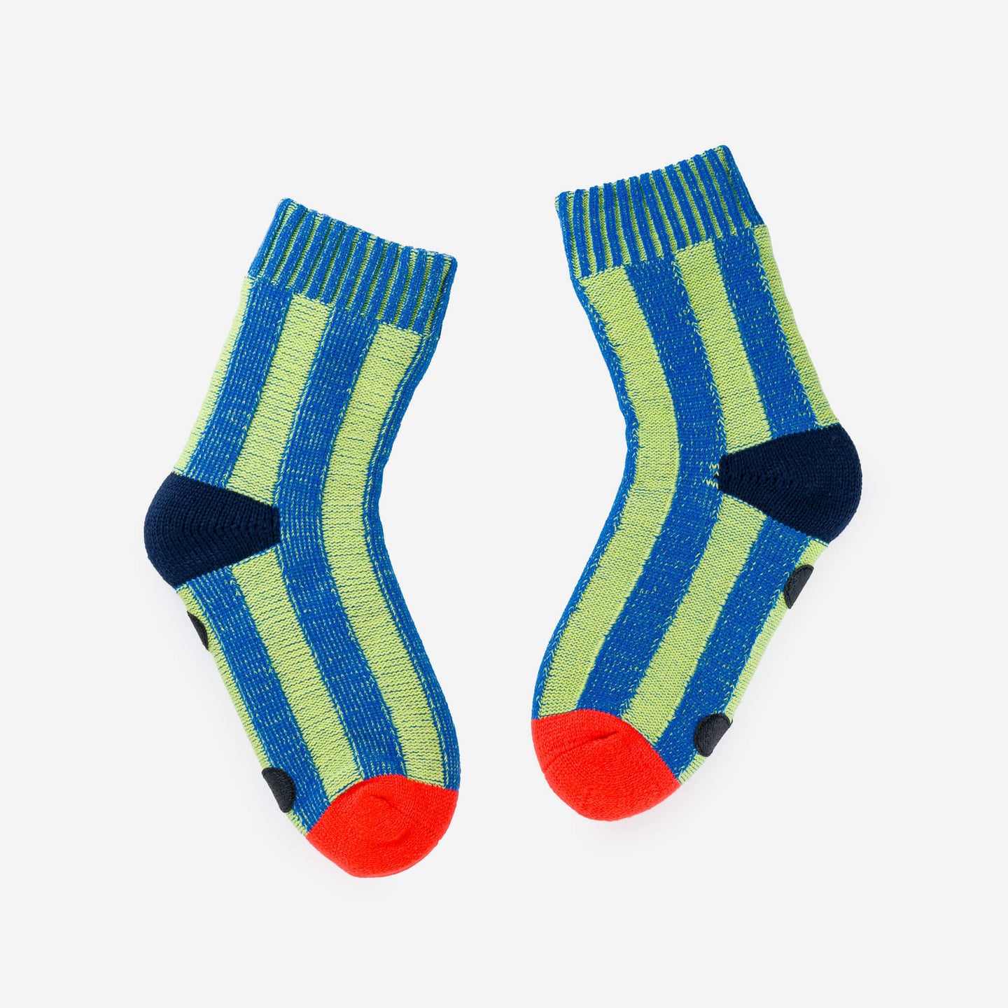 Big Stripe House Socks Wide Stripes Unisex Cozy Fleece Thick Knit Socks