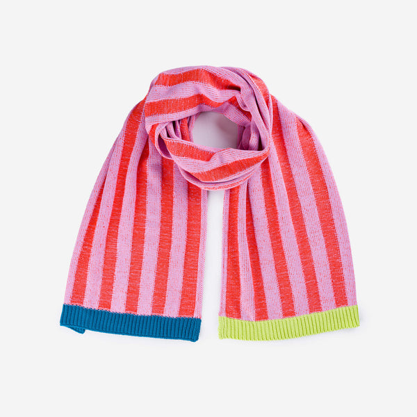 Big Stripe Knit Scarf Womens Scarf Colorful Stripes Blue Green