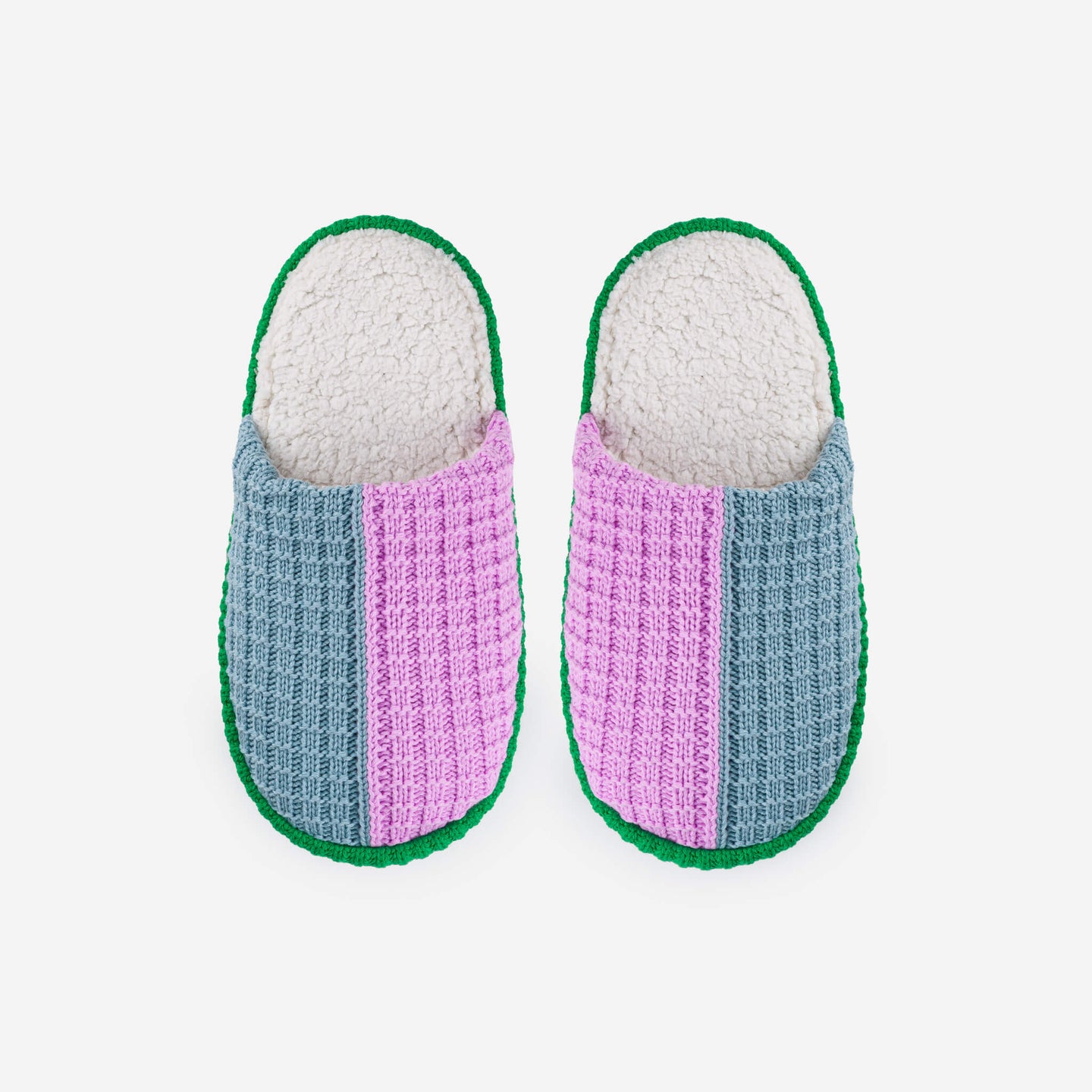 Colorblock Slide Slippers Waffle Padded Soles Spa Knit Backless Slippers Cozy Warm
