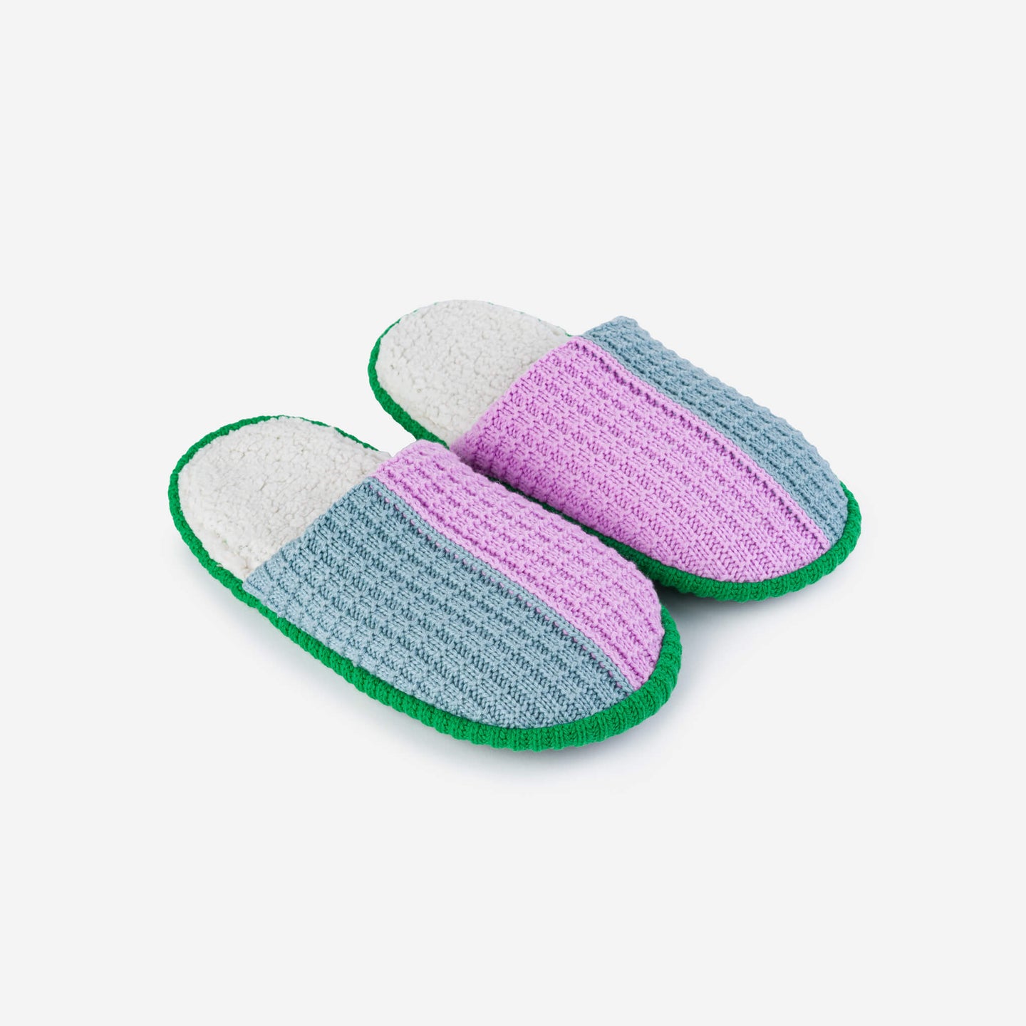 Colorblock Slide Slippers Waffle Padded Soles Spa Knit Backless Slippers Cozy Warm