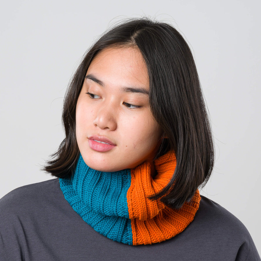 Teal | Chunky Colorblock Knit Snood