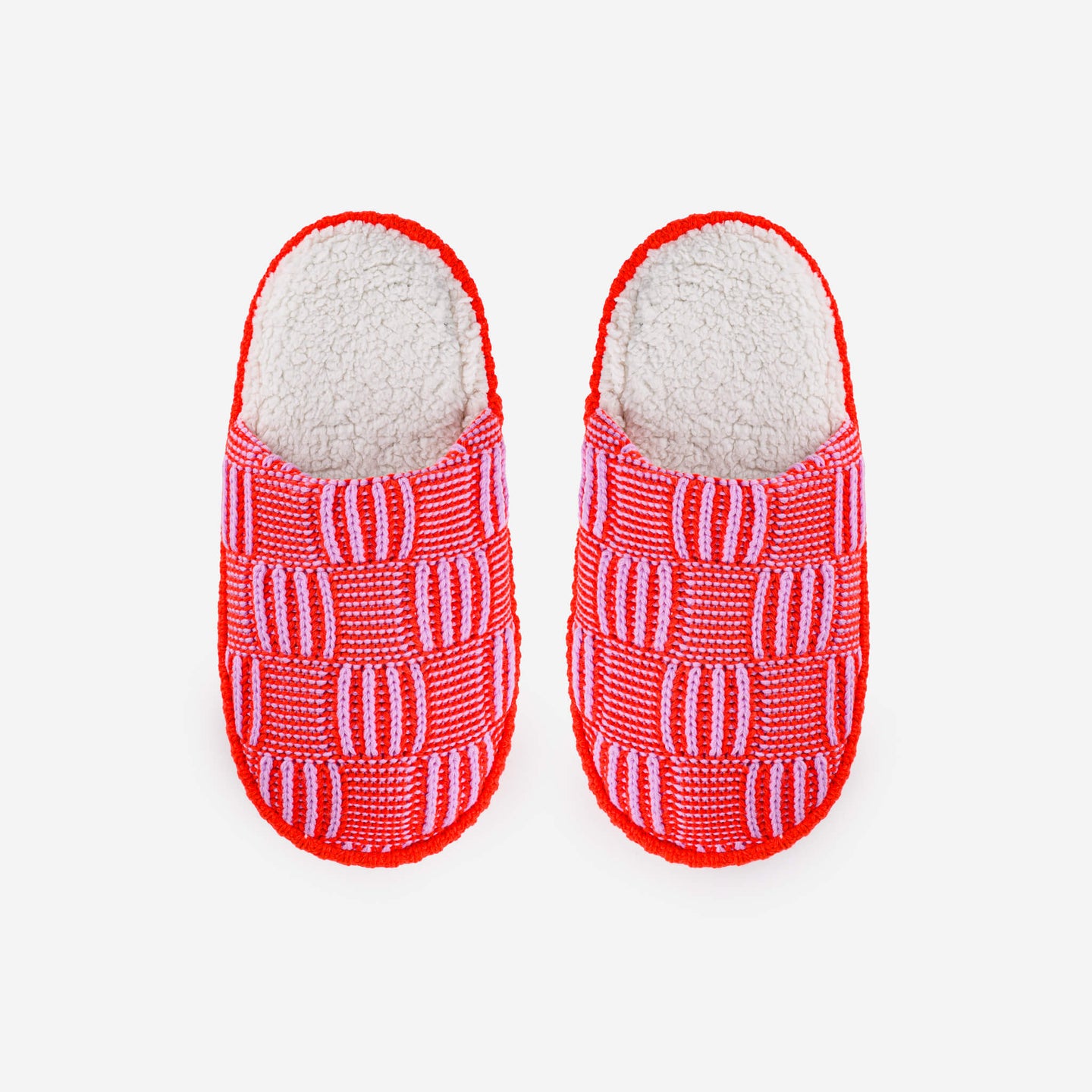 Chunky Checkerboard Slide Slippers Spa Backless Textured Knit Slippers Cozy Washable
