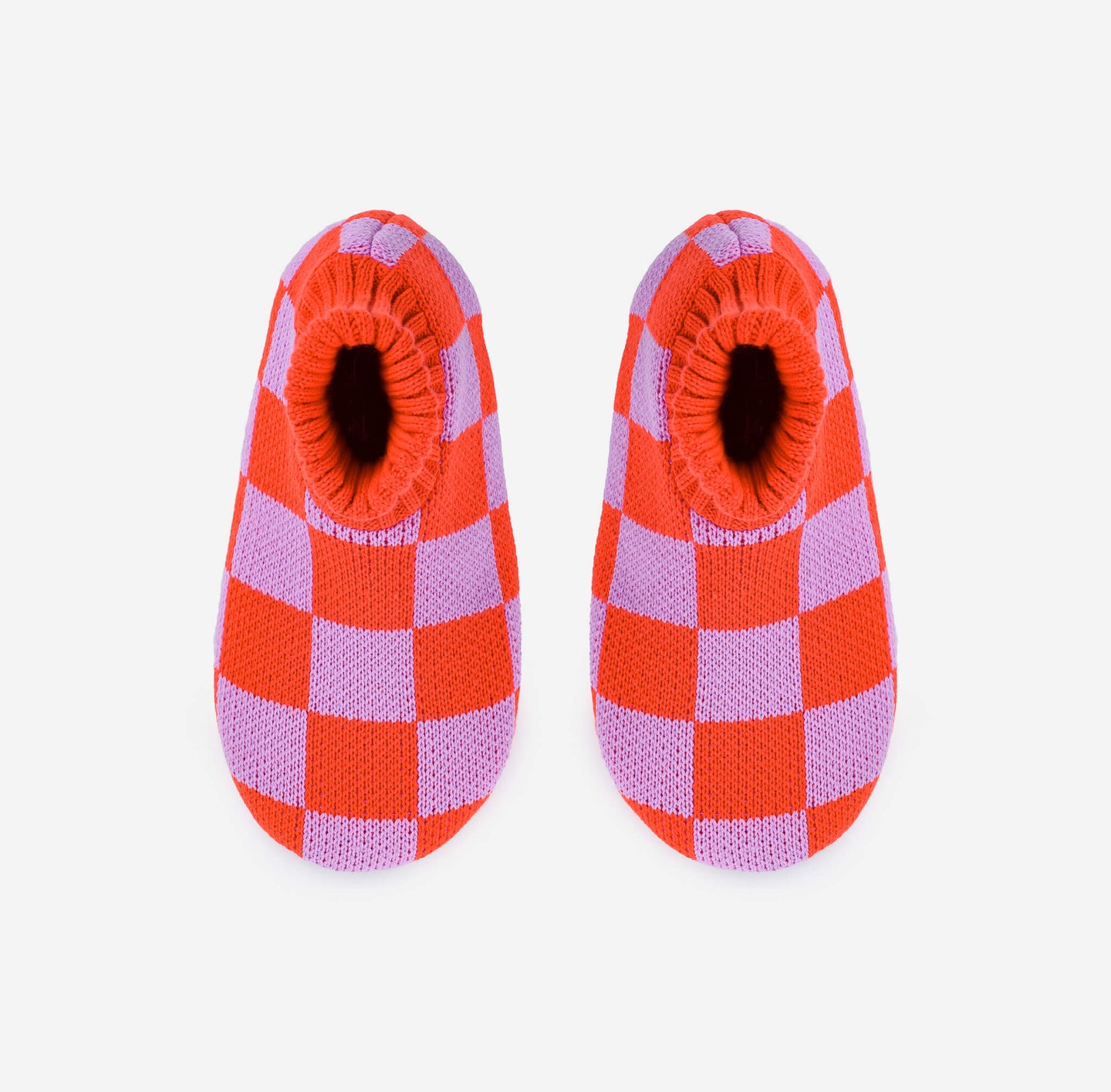 Checkerboard Sock Slippers Knit Unisex Men's Sizes Soft Padded Sole Non-Slip