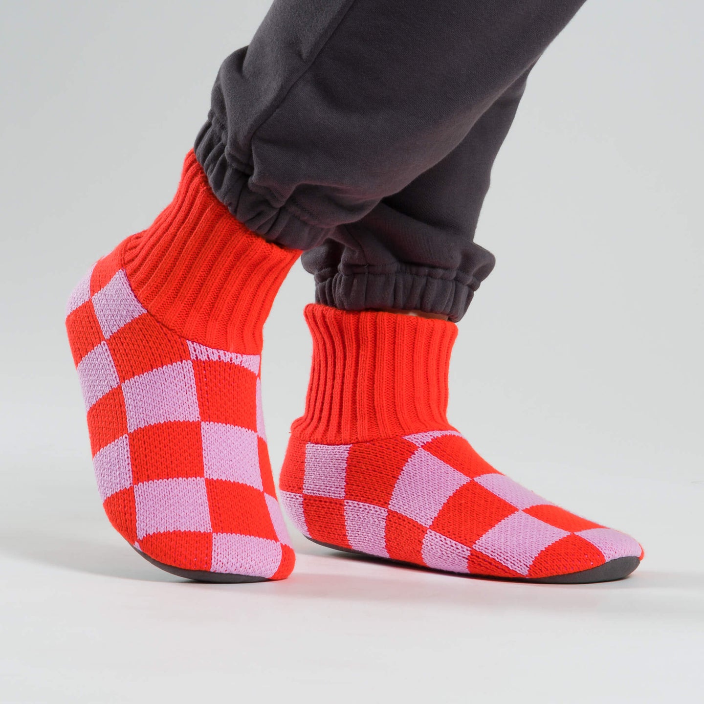 New Checkerboard Knit Sock Slippers Unisex Padded Socks Spring Bright ...