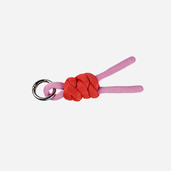 Pink | Repurposed Yarn Colorblock Knot Keychain