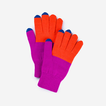 Poppy Magenta | Colorblock Knit Touchscreen One Size Glove Colorful Fingertips Colorful Cute Gloves Holiday Gift