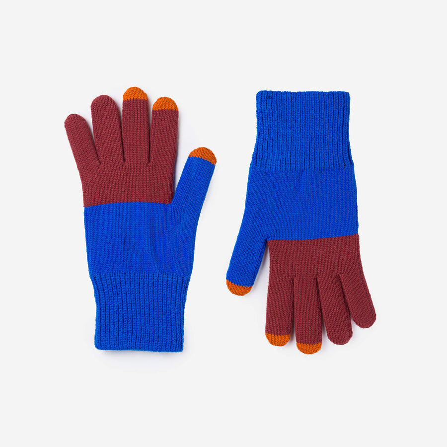 Golden Olive Navy | Colorblock Knit Touchscreen One Size Glove Colorful Fingertips Colorful Cute Gloves Holiday Gift