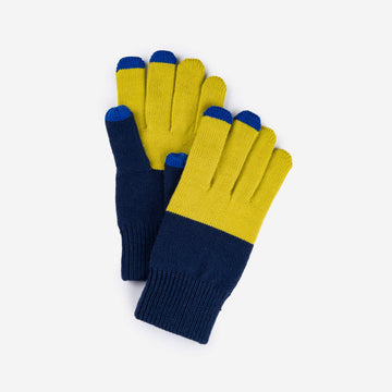 Golden Olive Navy | Mens Touchscreen Knit Gloves Extra Large Hands Stretch
