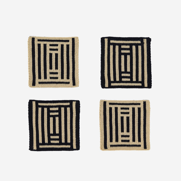 Black | Columns Knit Coasters Mix Match Graphic Pattern