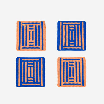 Cobalt | Columns Knit Coasters Mix Match Graphic Pattern