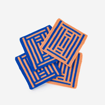 Cobalt | Columns Knit Coasters Mix Match Graphic Pattern