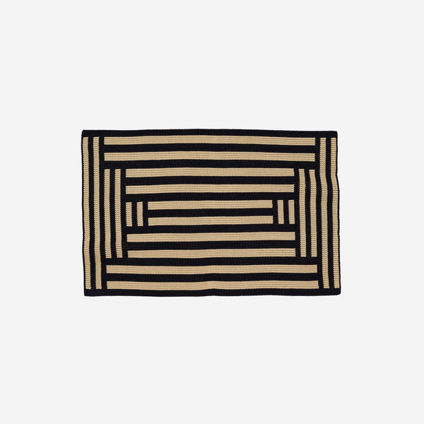 Black | Columns Mini Rug Geometric Pattern Stripes Non Slip Rug