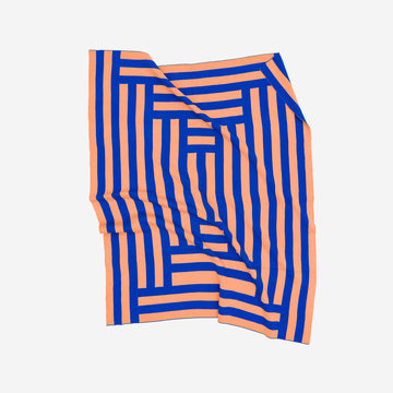Cobalt | Columns Throw Knit Graphic Blanket Cozy