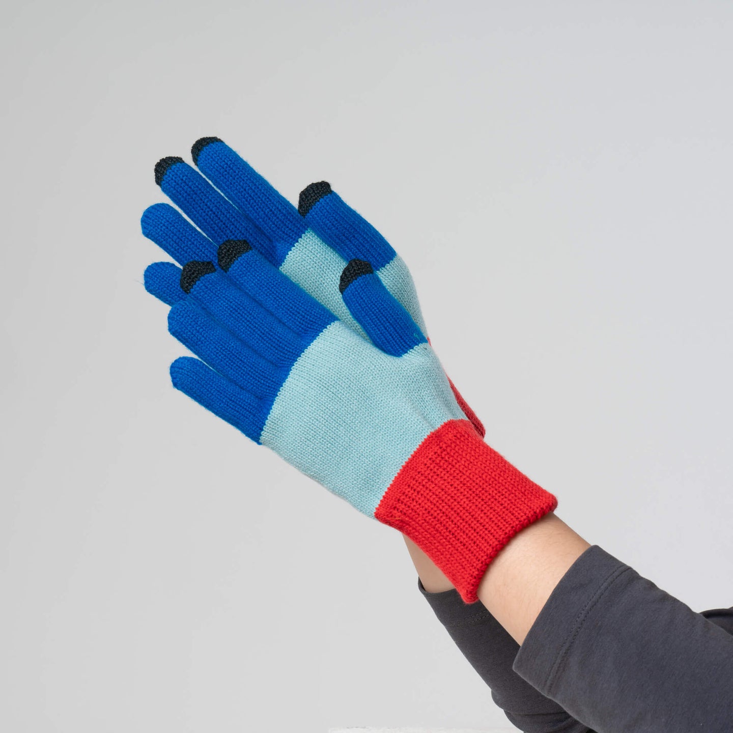 Trio Colorblock Mens Unisex Knit Touchscreen Gloves