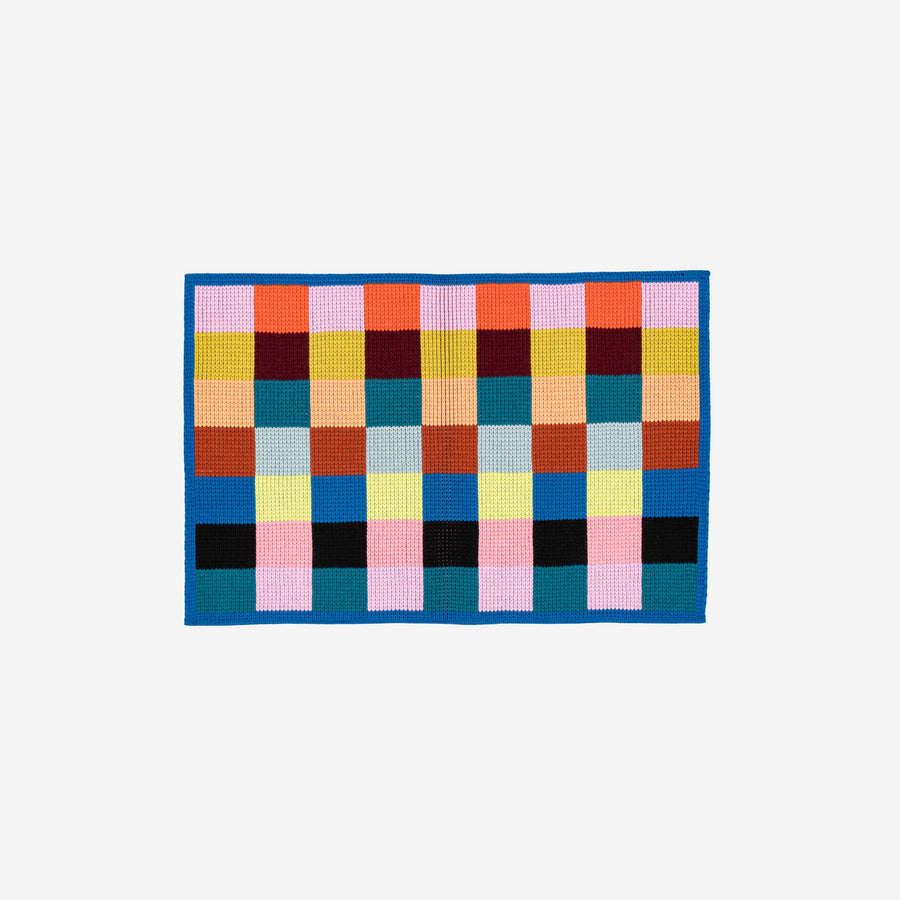 Colorblock Mini Rug Colorful Low Pile Flatweave Knit Accent Thick ...