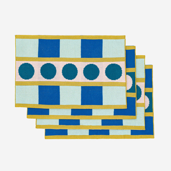 Cobalt | Stripe Dot Placemat Set