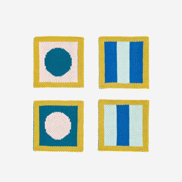 Cobalt | Stripe Dot Coaster Set