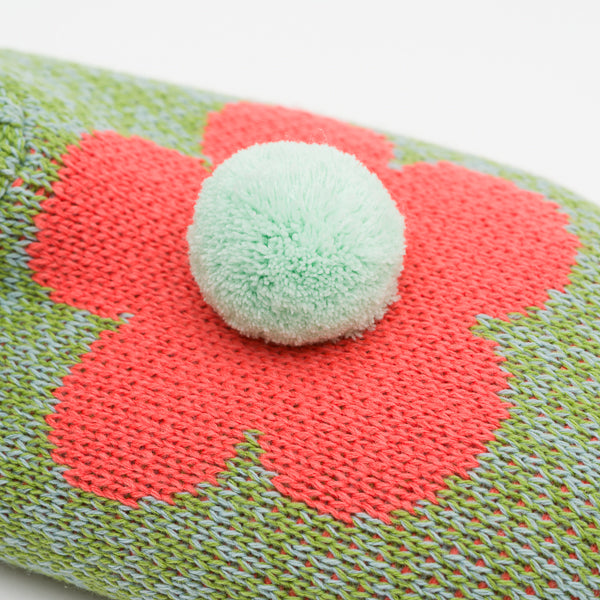 Flower Sock Slipper Knit Pom
