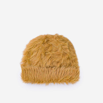 Camel | Fuzzy Faur Fur Knit Beanie Slouchy Winter Hat Animal Spirit