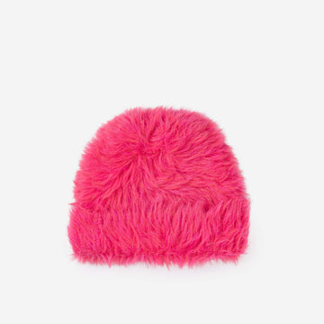 Fuchsia | Fuzzy Faur Fur Knit Beanie Slouchy Winter Hat Animal Spirit
