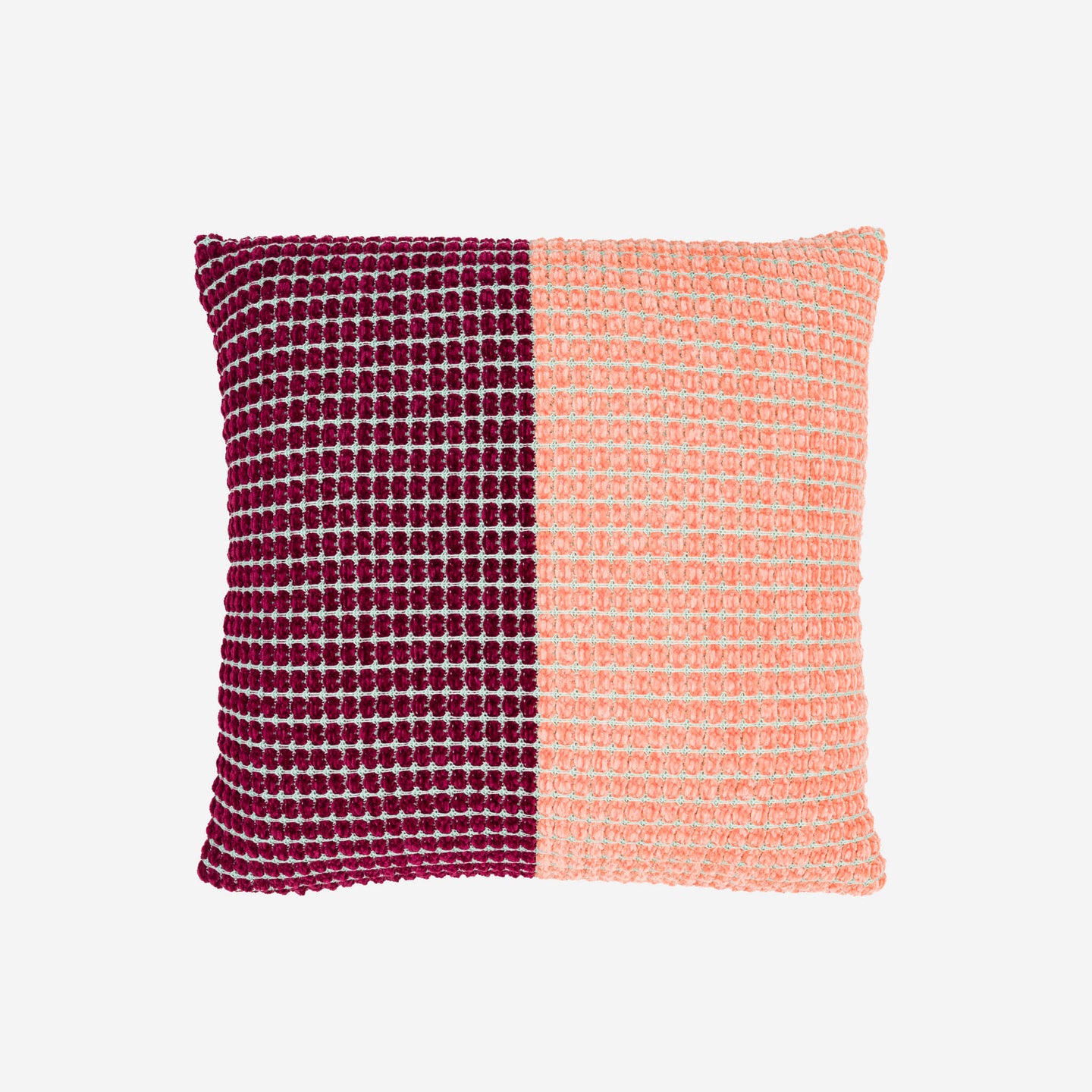 Colorblock Chenille Grid Pillow