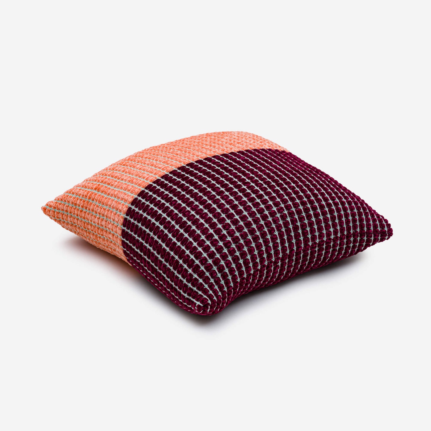 Colorblock Chenille Grid Pillow