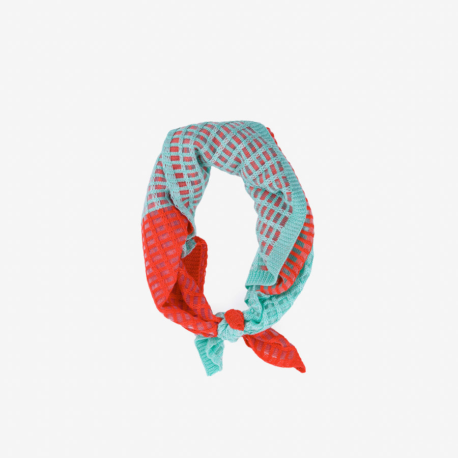 Melon Blush | Poolhouse Bandana Kerchief Knit Scarf Transparent Slinky